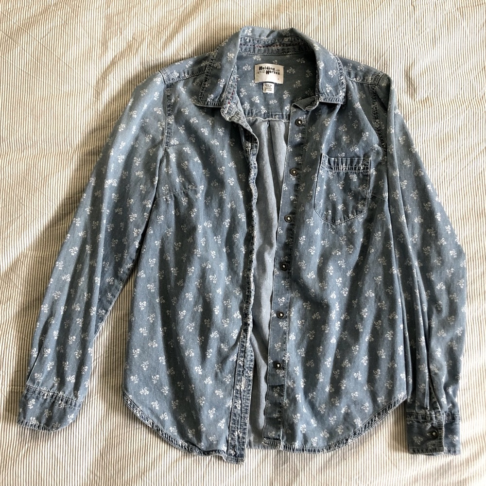 Holding Horses chambray button up with sweet flower print